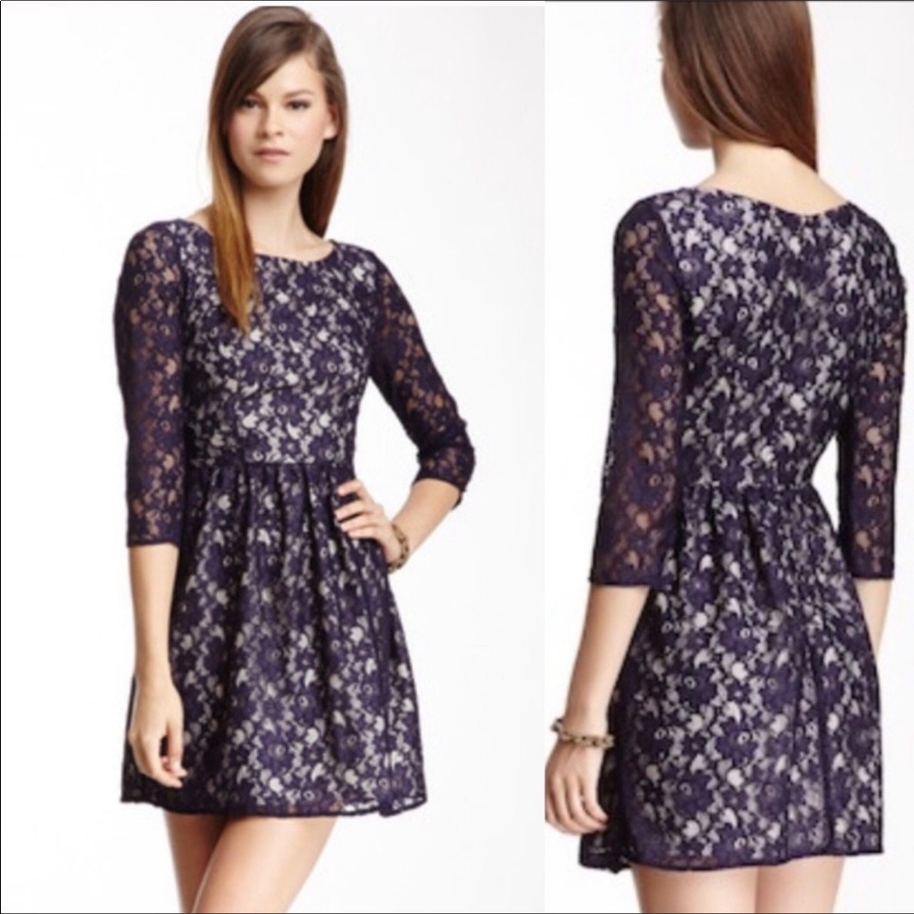 French Connection Lizzie Lace Fit Flare Dress Women's Size 6